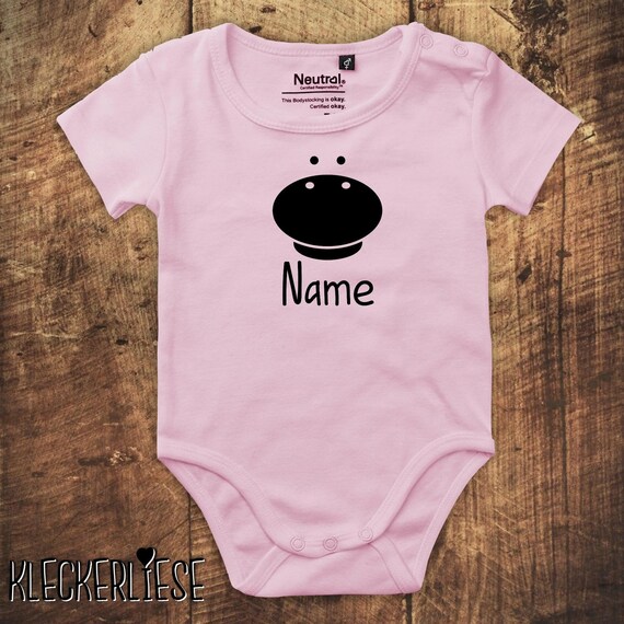 kleckerliese Babybody Body "Tiere Kuh Kälbchen Wunschname" Fair Wear Name Dein Text