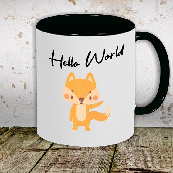 Kaffeetasse Tasse Motiv "Hello World Fuchs" Tasse Teetasse Milch Kakao