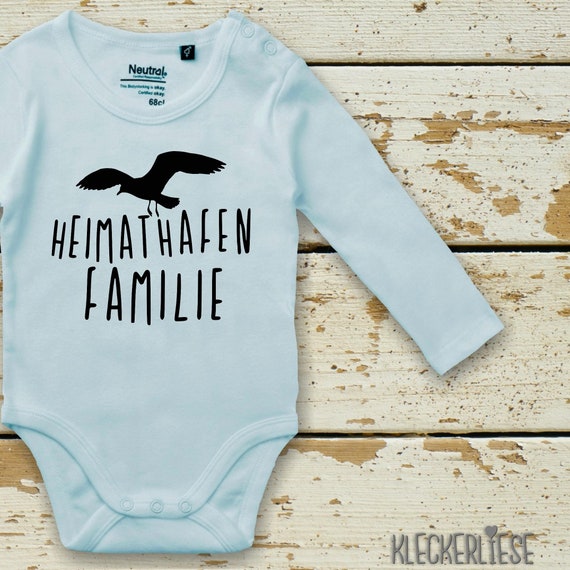 kleckerliese Babybody Body "Heimathafen Familie Möwe" Fair Wear, Bio, Organic Baby Jungen Mädchen