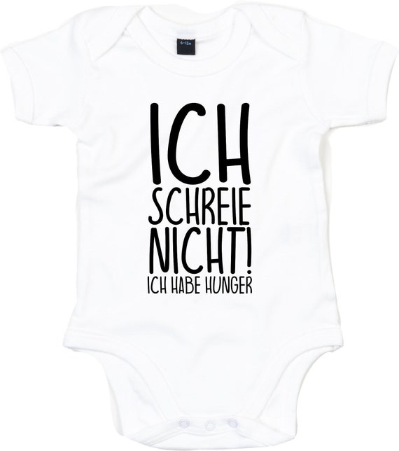 kleckerliese Baby Body "Ich schreie nicht! Ich habe Hunger" Babybody Strampler Jungen Mädchen Kurzarm