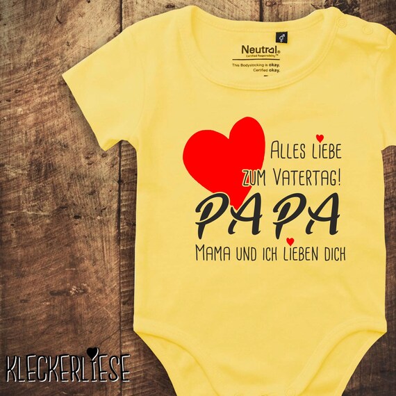 kleckerliese baby bodysuit Father's Day bodysuit "Happy Father's Day Dad Mom and I love you" Fair Wear, Bio, Organic Baby Boys Girls