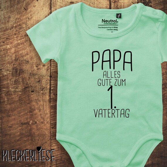 kleckerliese baby bodysuit "Dad happy 1st Father's Day" Fair Wear Father's Day