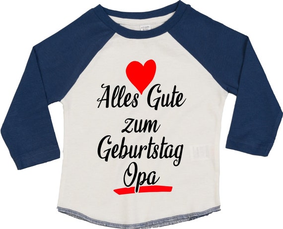 Kleckerliese Baby Kinder T-Shirt Langarmshirt  "Alles Gute zum Geburtstag Opa" Raglan-Ärmel Jungen Mädchen