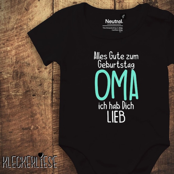 kleckerliese baby bodysuit "Happy Birthday Grandma, I love you" Fair Wear for boys and girls