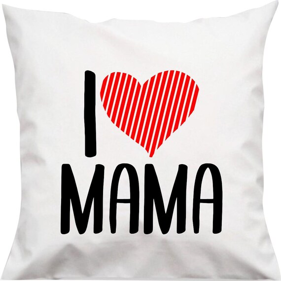 kleckerliese Kissen "I Love Mama" Kissenhülle Deko Sofa Kuschelkissen Dekoidee