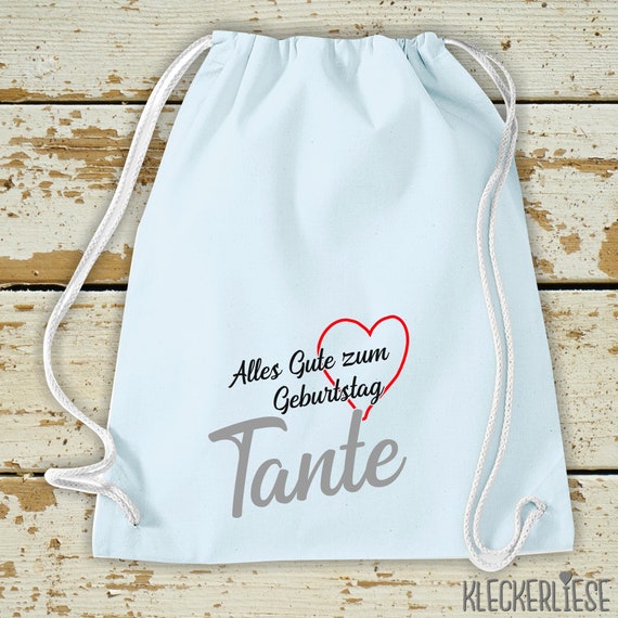 Kleckerliese Gymsack "Alles Gute TANTE Herz" Rucksack Bag Stoffbeutel Turnbeutel Tragetasche