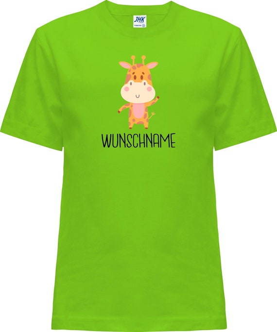 Kleckerliese Baby Kinder T-Shirt "Tiermotiv mit Wunschnamen Giraffe" mit Wunschtext Kurzarm Sprüche Shirt Nicki mit Aufdruck Motiv