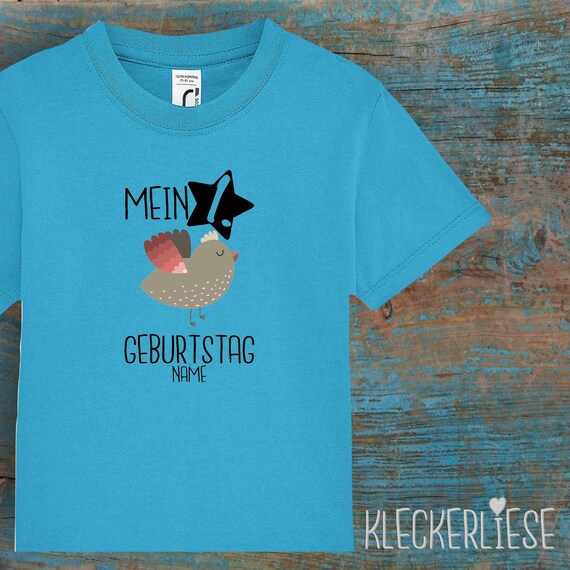 Kinder Baby Shirt mit Wunschname Kleinkind "Mein 1. Geburtstag Vogel mit Wunschname" T-Shirt Jungen Mädchen