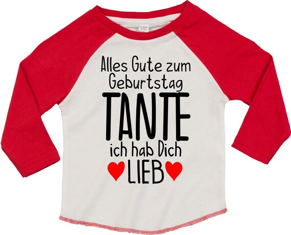 Kleckerliese Baby Kinder T-Shirt Langarmshirt  "Alles Gute TANTE ich hab Dich Lieb" Raglan-Ärmel Jungen Mädchen