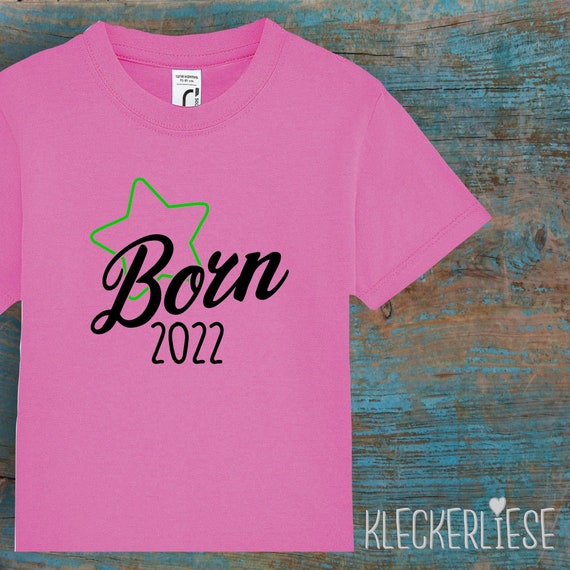 Kinder Baby Shirt mit Wunschname Kleinkind "Born Wunschzahl Wunsch Datum" T-Shirt Jungen Mädchen