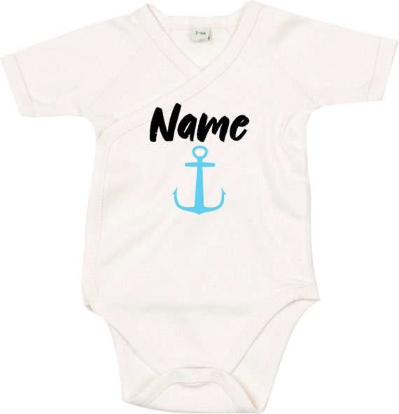 Wickel Baby Body "Wunschname Wunschtext" Anker Babybody Strampler