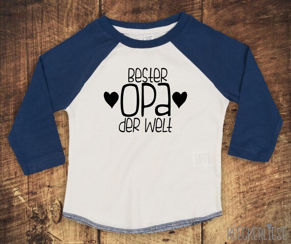 Kleckerliese Baby Kinder T-Shirt Langarmshirt "Bester Opa der Welt" Raglan-Ärmel Jungen Mädchen