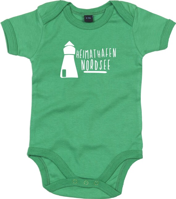 kleckerliese Baby Body "Heimathafen Nordsee Leuchtturm" Babybody Strampler Jungen Mädchen Kurzarm
