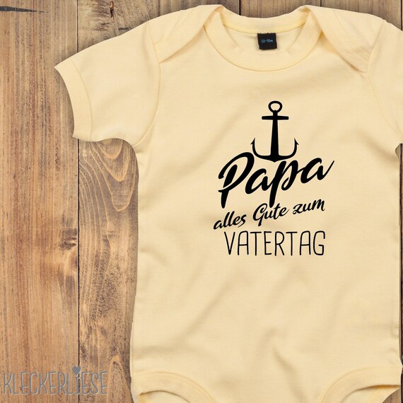 kleckerliese Baby Body "Papa Happy Father's Day Anchor" Baby Body Romper Boys Girls Short Sleeve Father's Day