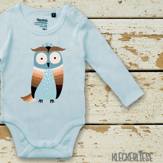 kleckerliese Langarm Babybody "Eule" Baby Body Jungen Mädchen Longsleeve Fair Wear