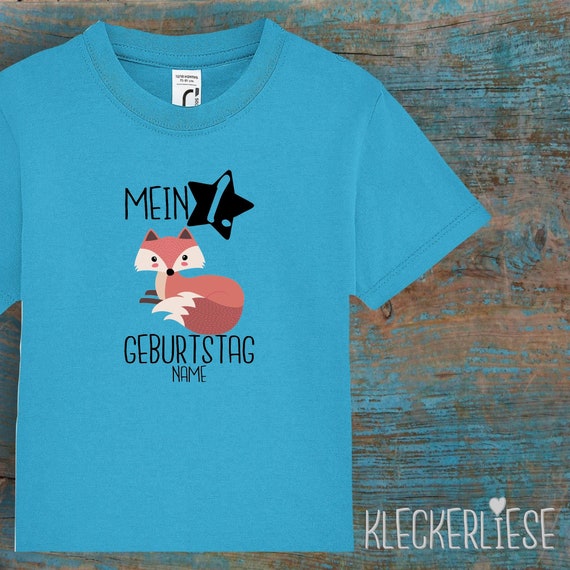 Kinder Baby Shirt mit Wunschname Kleinkind "Mein 1. Geburtstag Fuchs mit Wunschname" T-Shirt Jungen Mädchen