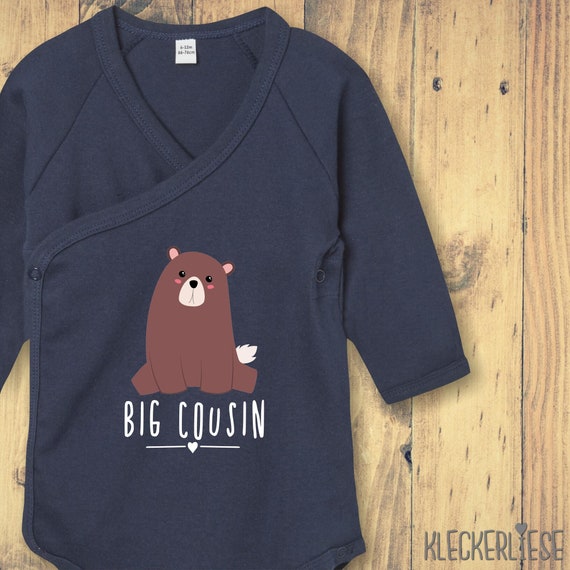 Long sleeve wrap baby bodysuit "Big Cousin Bear" baby bodysuit romper