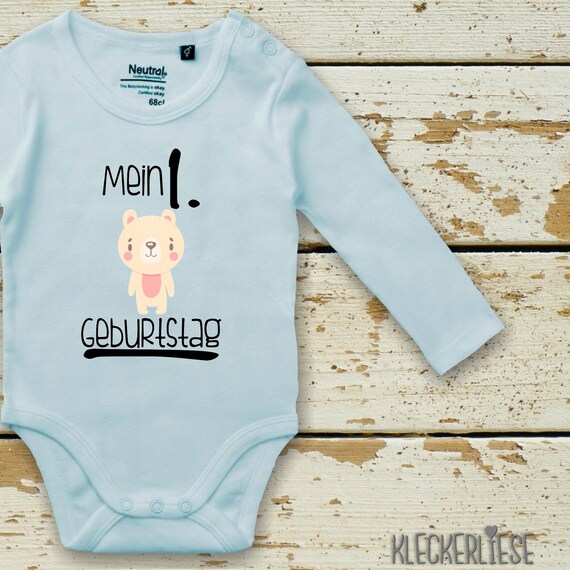 Langarm Body Babybody "Mein 1. Geburtstag Eisbär" Fair Wear Bio Organic