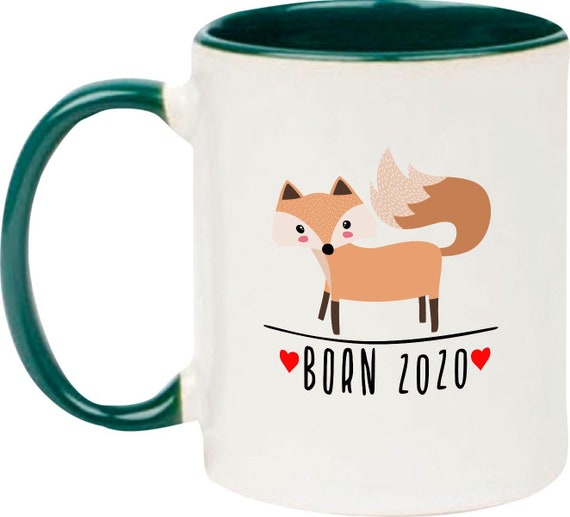 kleckerliese Kindertasse Teetasse Tasse Motiv "Born 2020 Tiermotiv Fuchs" Milch Kakao Kaffeetasse