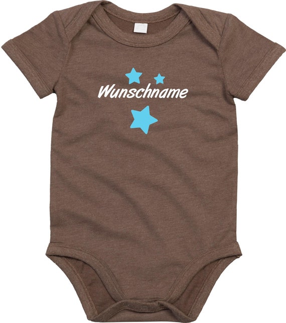 kleckerliese Baby Body "Name Wunschname Sterne" Babybody Strampler Jungen Mädchen Kurzarm