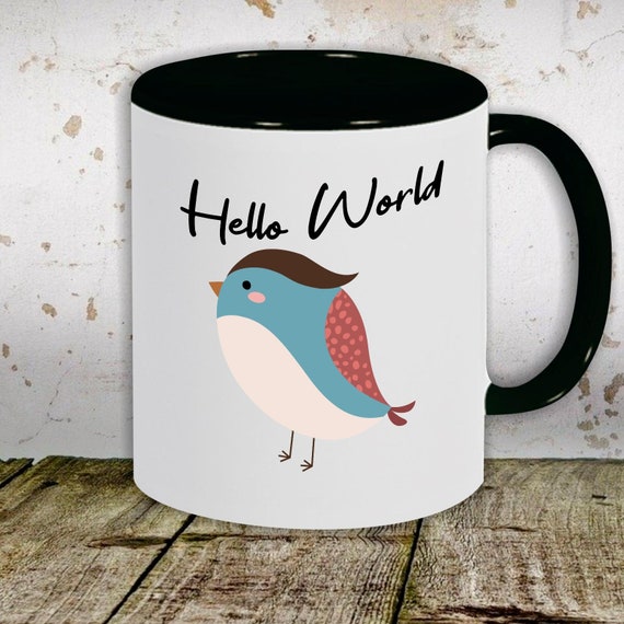 Kaffeetasse Tasse Motiv "Hello World Vogel" Tasse Teetasse Milch Kakao