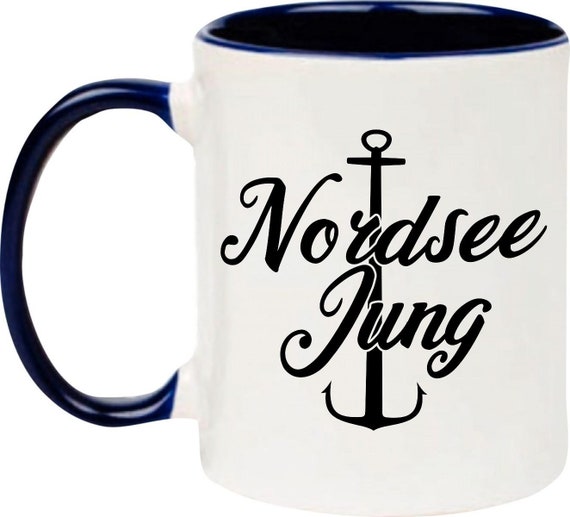 kleckerliese Teetasse Tasse Motiv "Nordsee Jung Anker" Milch Kakao Kaffeetasse