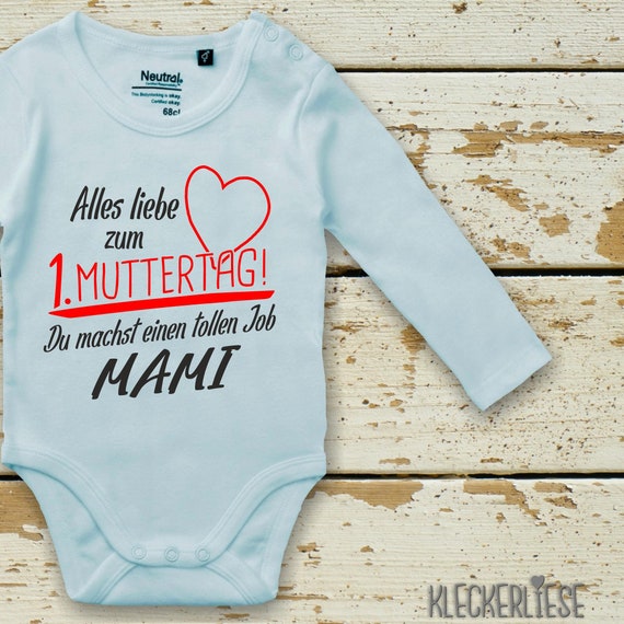 Kleckerliese Mother's Day Long Sleeve Body "All the love for the 1st Mother's Day ! You Do a Great Job Mommy" Fair Wear Organic Organic Babybody