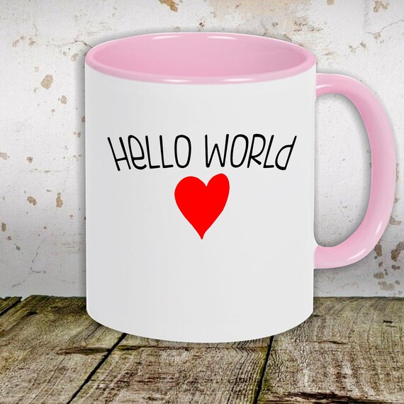 Kaffeetasse Tasse Motiv "Hello World Herz" Tasse Teetasse Milch Kakao