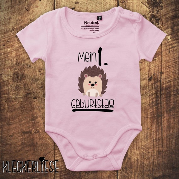 kleckerliese Babybody Body "Mein 1. Geburtstag Igel" Fair Wear, Bio, Organic Baby Jungen Mädchen