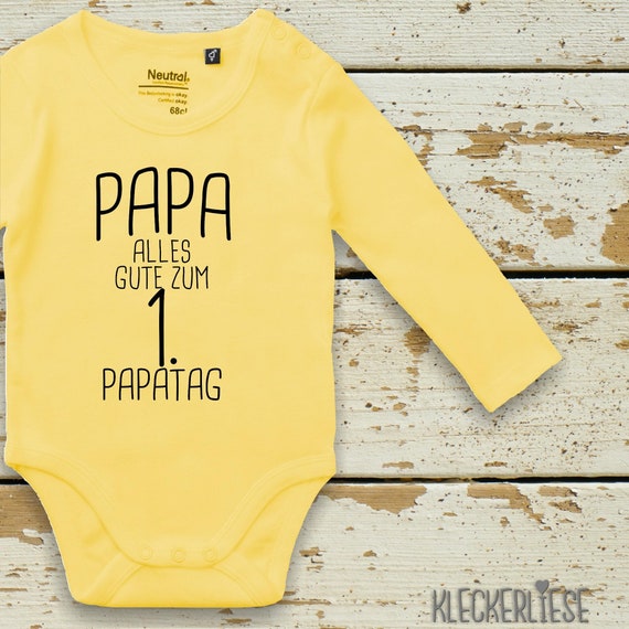 kleckerliese Langarm Babybody "Papa Alles Gute zum 1. Papatag" Baby Body Jungen Mädchen Longsleeve Fair Wear Vatertag