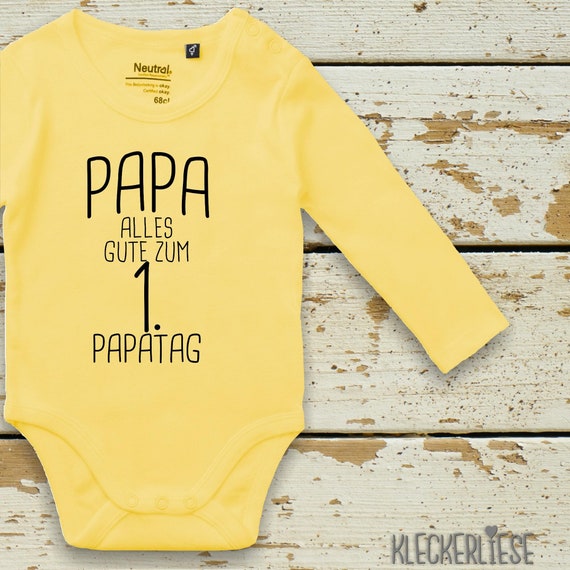 kleckerliese Long Sleeve Baby Bodysuit "Dad Happy 1st Dad's Day" Baby Bodysuit Boys Girls Long Sleeve Fair Wear Father's Day