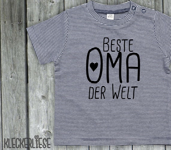 kleckerliese strip Baby Shirt "Beste Oma der Welt" Tiermotive Bär Farbe Blau/Weiß
