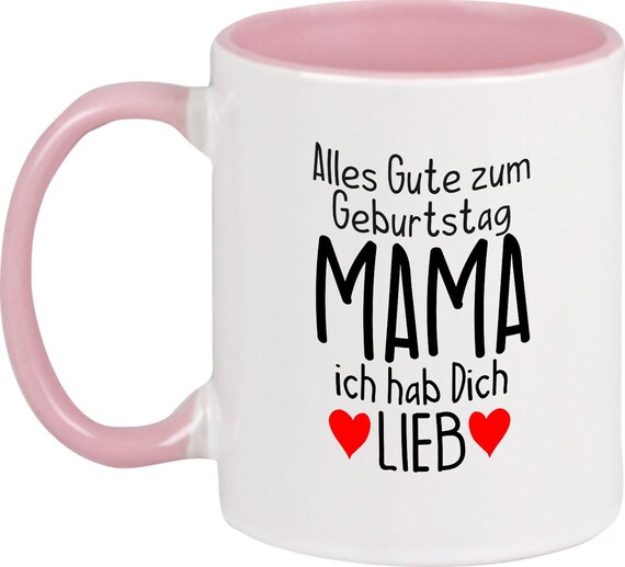 kleckerliese Kindertasse Teetasse Tasse Motiv "Alles Gute MAMA ich hab Dich Lieb" Milch Kakao Kaffeetasse