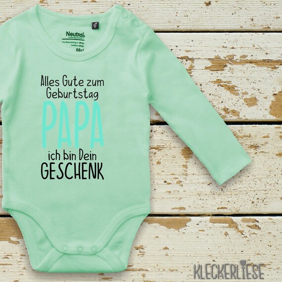 kleckerliese long-sleeved baby bodysuit "Happy Dad, I'm your gift" baby bodysuit boys girls longsleeve fair wear