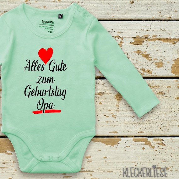 Long-sleeved baby bodysuit "Happy Birthday Grandpa" Fair Wear