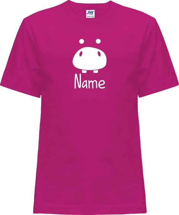Kleckerliese Baby Kinder T-Shirt "Tiere Flusspferd Hippo Wunschname" mit Wunschtext Kurzarm Sprüche Shirt Nicki mit Aufdruck Motiv