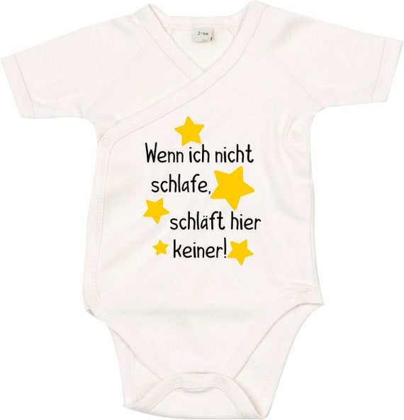 kleckerliese Wickel Baby Body "Wenn ich nicht schlafe, schläft hier keiner!" Babybody Strampler Wickelbody Organic Kimono Kurzarm