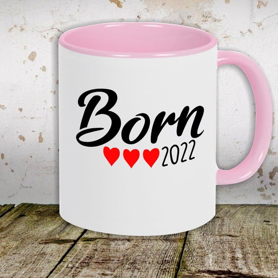 Kaffeetasse mit Wunschnamen Tasse Motiv "Born Herzen Wunschzahl Wunsch Datum" Tasse Teetasse Milch Kakao