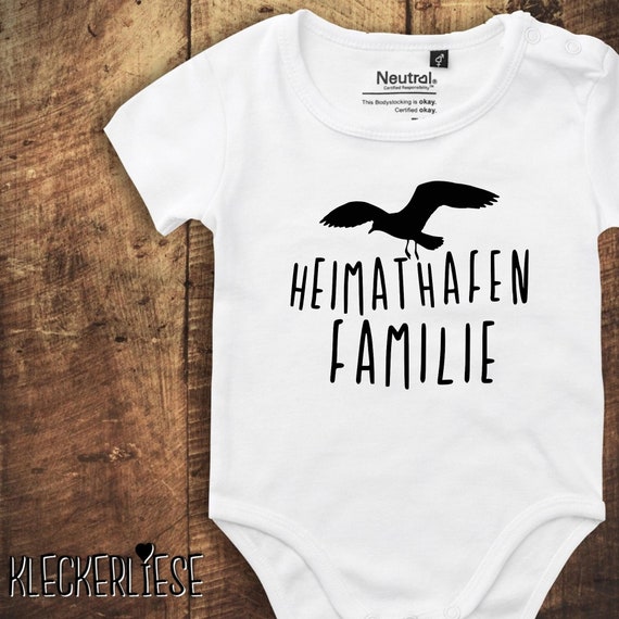 kleckerliese Babybody Body "Heimathafen Familie Möwe" Fair Wear, Bio, Organic Baby Jungen Mädchen