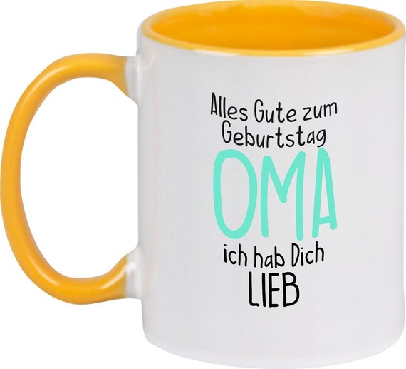 kleckerliese Kindertasse Teetasse Tasse Motiv "Alles Gute zum Geburtstag OMA ich hab Dich Lieb" Milch Kakao Kaffeetasse