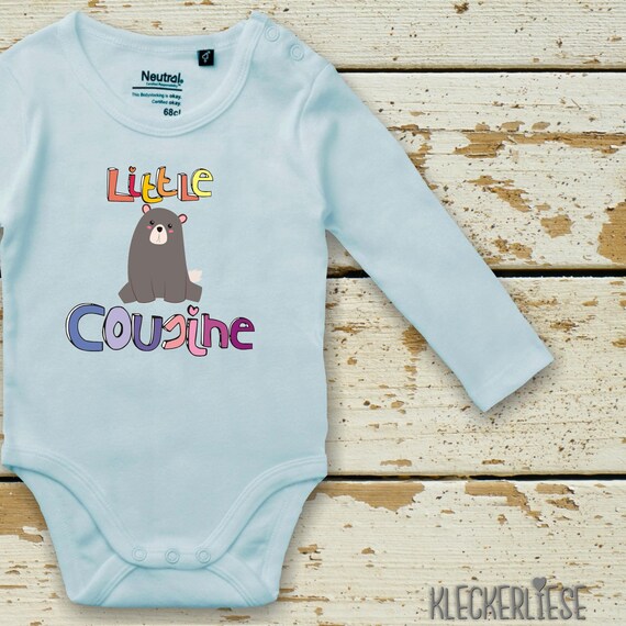 kleckerliese Langarm Babybody "Little Cousine Braunbär Bär" Baby Body Jungen Mädchen Longsleeve Fair Wear