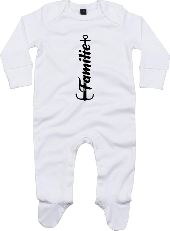 Kleckerliese Baby Schlafanzug "Familie Anker Heimat" Sleepsuit Langarm Jungen Mädchen Einteiler Strampler