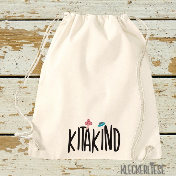 Kleckerliese Turnbeutel "Kita Kind" Rucksack Bag Stoffbeutel Gymsack Kita Schule  Einschulung Wechselsachen