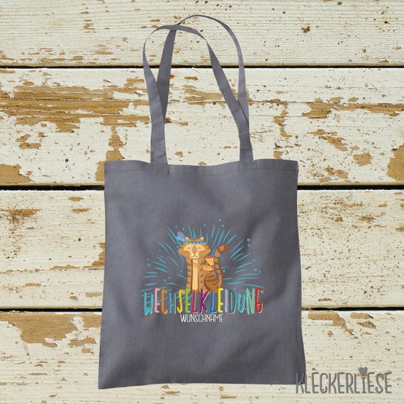 Cloth bag "Tiger Tiemotiv change of clothes desired name" with desired name jute bag bag daycare school change of clothes many colors