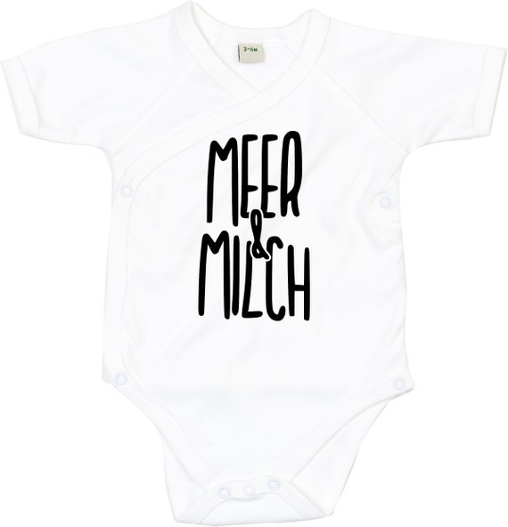 kleckerliese Wickel Baby Body "MEER & MILCH" Babybody Strampler Wickelbody Organic Kimono Kurzarm