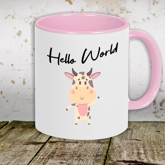 Kaffeetasse Tasse Motiv "Hello World Kuh" Tasse Teetasse Milch Kakao