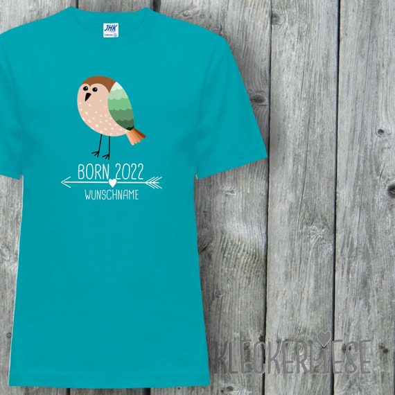Kinder T-Shirt mit Wunschname "Born 2022 Tiermotiv Pfeil Wunschname Name Text Vogel" Shirt Jungen Mädchen Baby Kind