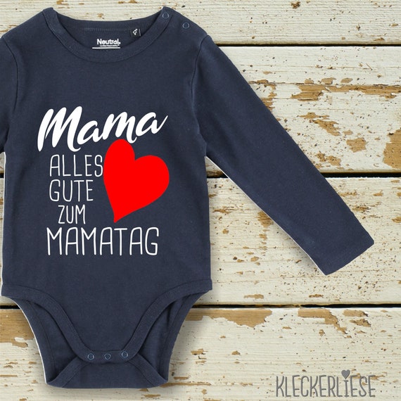 kleckerliese Langarm Babybody "Mama Alles Gute zum Mamatag Herz" Baby Body Jungen Mädchen Longsleeve Fair Wear Muttertag