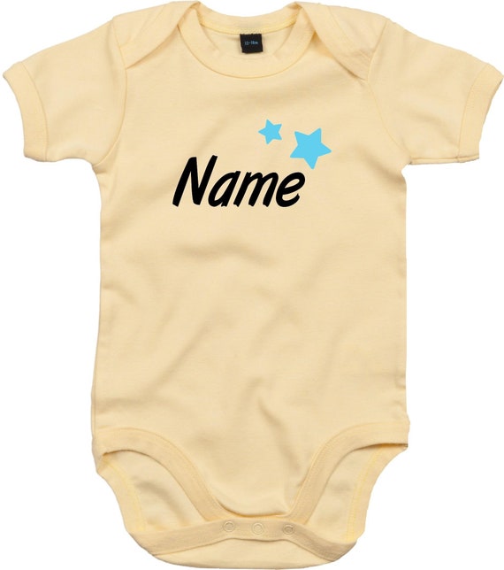 kleckerliese Baby Body "Name Wunschname Sterne" Babybody Strampler Jungen Mädchen Kurzarm