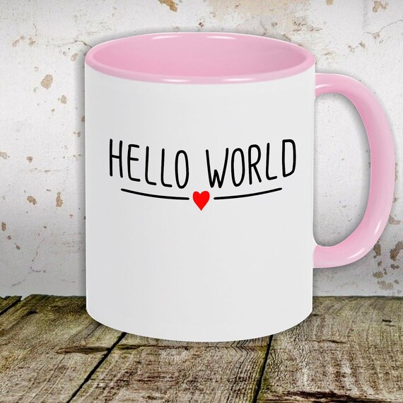 Kaffeetasse Tasse Motiv "Hello World Herz" Tasse Teetasse Milch Kakao